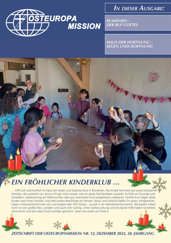 Titelseite Dezember Rundbrief mit Kindergruppe